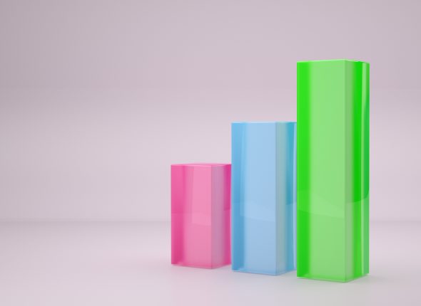 3D render of colorful business diagram on pink background